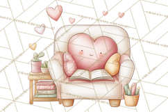 Valentine Book Nook Clipart, Mini Library Valentine Art Product Image 2