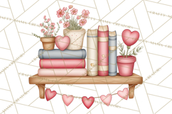 Valentine Book Nook Clipart, Mini Library Valentine Art Product Image 4