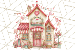 Heart Homes Valentine Clipart PNG, Whimsical Houses Product Image 5