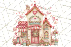 Heart Homes Valentine Clipart PNG, Whimsical Houses Product Image 5