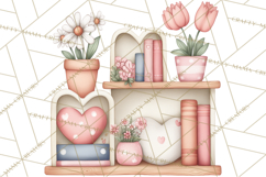 Valentine Book Nook Clipart, Mini Library Valentine Art Product Image 2