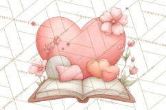 Valentine Book Nook Clipart, Mini Library Valentine Art Product Image 3