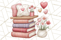 Valentine Book Nook Clipart, Mini Library Valentine Art Product Image 2