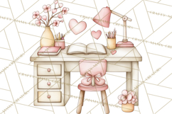 Valentine Book Nook Clipart, Mini Library Valentine Art Product Image 4