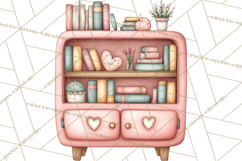 Valentine Book Nook Clipart, Mini Library Valentine Art Product Image 2