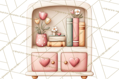 Valentine Book Nook Clipart, Mini Library Valentine Art Product Image 3