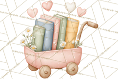 Valentine Book Nook Clipart, Mini Library Valentine Art Product Image 5