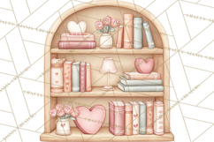 Valentine Book Nook Clipart, Mini Library Valentine Art Product Image 2