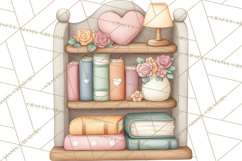 Valentine Book Nook Clipart, Mini Library Valentine Art Product Image 3