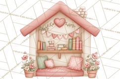 Valentine Book Nook Clipart, Mini Library Valentine Art Product Image 4