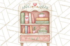 Valentine Book Nook Clipart, Mini Library Valentine Art Product Image 5