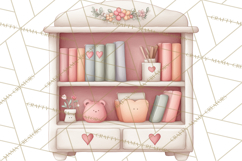Valentine Book Nook Clipart, Mini Library Valentine Art Product Image 2
