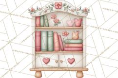 Valentine Book Nook Clipart, Mini Library Valentine Art Product Image 4
