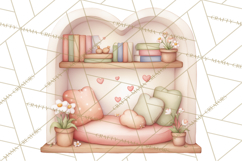 Valentine Book Nook Clipart, Mini Library Valentine Art Product Image 5