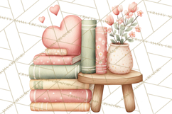 Valentine Book Nook Clipart, Mini Library Valentine Art Product Image 3