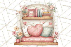 Valentine Book Nook Clipart, Mini Library Valentine Art Product Image 4