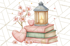 Valentine Book Nook Clipart, Mini Library Valentine Art Product Image 2
