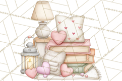 Valentine Book Nook Clipart, Mini Library Valentine Art Product Image 3