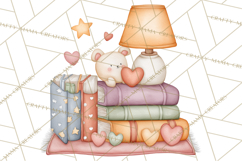 Valentine Book Nook Clipart, Mini Library Valentine Art Product Image 4