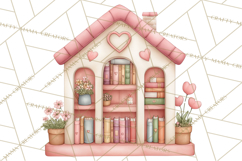 Valentine Book Nook Clipart, Mini Library Valentine Art Product Image 5