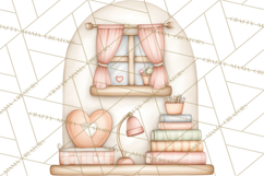 Valentine Book Nook Clipart, Mini Library Valentine Art Product Image 2