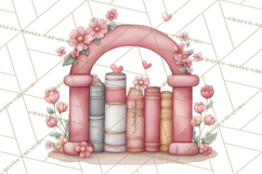 Valentine Book Nook Clipart, Mini Library Valentine Art Product Image 3