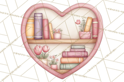 Valentine Book Nook Clipart, Mini Library Valentine Art Product Image 4