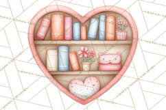 Valentine Book Nook Clipart, Mini Library Valentine Art Product Image 5