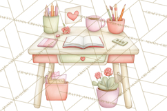 Valentine Book Nook Clipart, Mini Library Valentine Art Product Image 4