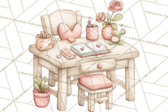 Valentine Book Nook Clipart, Mini Library Valentine Art Product Image 5