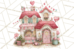 Heart Homes Valentine Clipart PNG, Whimsical Houses Product Image 3
