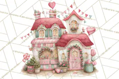Heart Homes Valentine Clipart PNG, Whimsical Houses Product Image 3