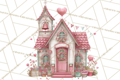Heart Homes Valentine Clipart PNG, Whimsical Houses Product Image 5