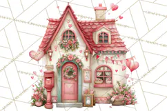 Heart Homes Valentine Clipart PNG, Whimsical Houses Product Image 2