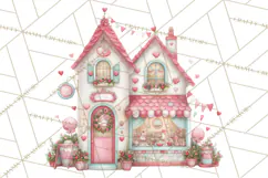 Heart Homes Valentine Clipart PNG, Whimsical Houses Product Image 2