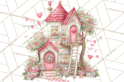 Heart Homes Valentine Clipart PNG, Whimsical Houses Product Image 4
