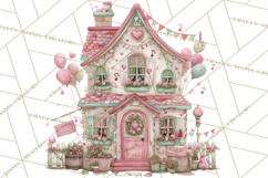 Heart Homes Valentine Clipart PNG, Whimsical Houses Product Image 4