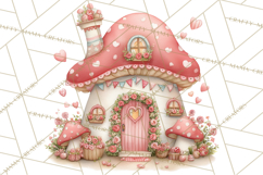 Heart Homes Valentine Clipart PNG, Whimsical Houses Product Image 4
