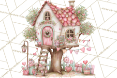 Heart Homes Valentine Clipart PNG, Whimsical Houses Product Image 5