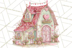 Heart Homes Valentine Clipart PNG, Whimsical Houses Product Image 2