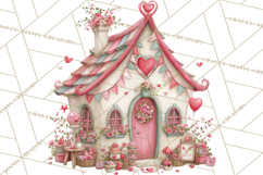 Heart Homes Valentine Clipart PNG, Whimsical Houses Product Image 5