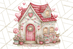 Heart Homes Valentine Clipart PNG, Whimsical Houses Product Image 4