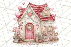 Heart Homes Valentine Clipart PNG, Whimsical Houses Product Image 4