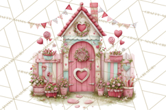 Heart Homes Valentine Clipart PNG, Whimsical Houses Product Image 2