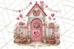 Heart Homes Valentine Clipart PNG, Whimsical Houses Product Image 2