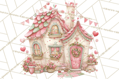Heart Homes Valentine Clipart PNG, Whimsical Houses Product Image 2