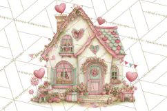 Heart Homes Valentine Clipart PNG, Whimsical Houses Product Image 4