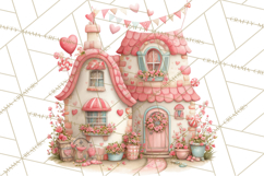 Heart Homes Valentine Clipart PNG, Whimsical Houses Product Image 5