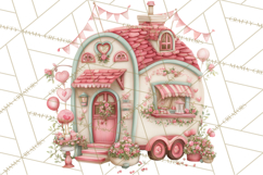 Heart Homes Valentine Clipart PNG, Whimsical Houses Product Image 4