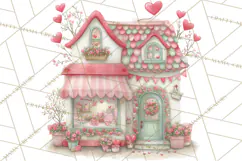 Heart Homes Valentine Clipart PNG, Whimsical Houses Product Image 4